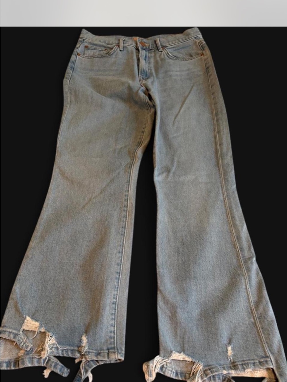 Mother Women’s Light Blue Distressed Flared Jeans